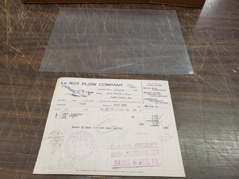 Vtg Le Roy Plow Company Receipt 1922 Miller Bean Shovel Hillers & Rollers