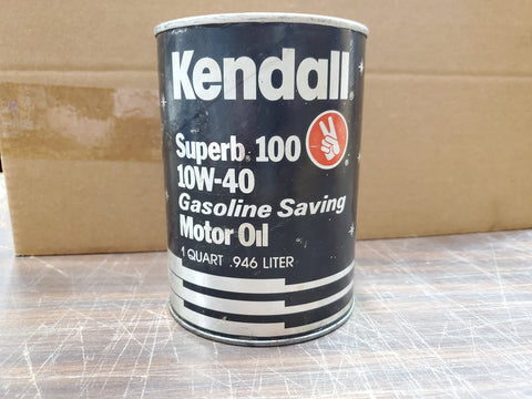Vtg Kendall Superb 100 Motor Oil Can Gas Station Auto SAE 10W-40 All Seasons 1QT