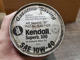 Vtg Kendall Superb 100 Motor Oil Can Gas Station Auto SAE 10W-40 All Seasons 1QT