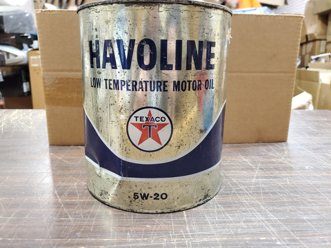 Vtg Havoline Low-Temperature Empty Motor Oil Can Texaco 5W-20 1 Gallon Collectib