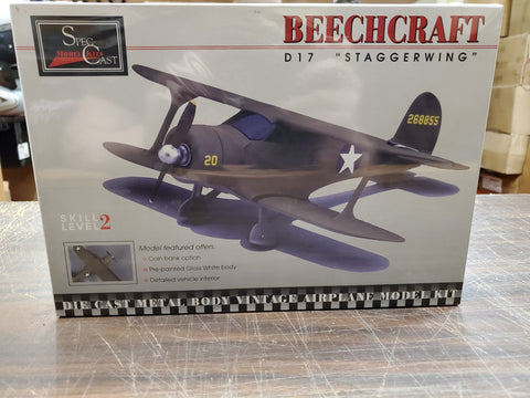 Spec Cast Beechcraft D17 Staggerwing Die Cast Metal Body Vintage Airplane Model