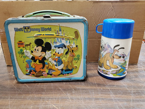 Vintage Aladdin Walt Disney World Metal Lunch Box W/ Lookout Peak Thermos