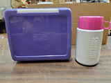 Vtg 1992 Lyons Barney & Baby Bop Dinosaurs Purple Plastic Lunch Box & Thermos