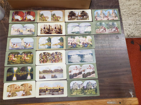Vtg Stereoview Cards Printed Halftone Impression Africa California Manila Jamaic