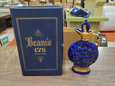 Vtg 1963 Jim Beam Blue & Gold Grapes 175 Months EMPTY Decanter Original Box