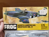 Vtg 1960-70 Frog North American Mustang MKII Airplane Model Kit 1:72 Collectible