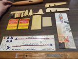 Vtg 1950 Strom Becker DC-6 Flagship Solid Wood American Airlines Model Kit