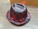 2019 Black & Red Fedora Lu Val Love Hat W/ Red Multi Setting Lighted Unisex Hat