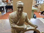 Vtg FDR President Roosevelt Man of the Hour Metal Clock Case Ship Collectible