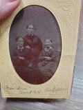 Vtg Tin Type Photos Woman & Children W/ Papier Mache Sleeves Lies Art Studio Etc