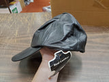 Black Genuine Leather Baseball Cap Adjustable Motorcycle Biker Cap Adjustable