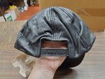 Black Genuine Leather Baseball Cap Adjustable Motorcycle Biker Cap Adjustable