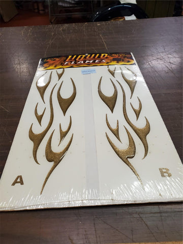 Gold Liquid Flames 3-Dimensional Raised Decal Vehicle Exterior Graphics 103-224