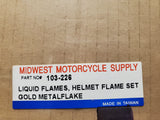 Gold Metalflake 3D Liquid Flame Motorcycle Helmet Vehicle Exterior Trim Package