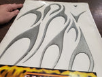 Silver 3D Liquid Flames Motorcycle Vehicle Exterior Graphic Trim Package 103-205