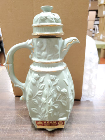 Vtg EMPTY 1982 Jim Beam Green J.J. McShane Embossed Liquor Decanter Regal China