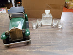 Vtg Japan Rolls Royce Liquor Decanter Shot Glass Set Music Box Around The World