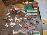 Vtg Marx Modern Tin Farm Set Barn Animals Tractor Farm Equipment #3931 Collectib