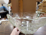 Vtg Clear Pattern Glass Grape Harvest Embossed Pedestal Fruit Bowl Candy Dish/De