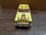 YCT Chevrolet Bel Air Hot Rod Racer Yellow Flamed Pull-String Motor '57 Chevy