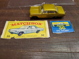 Vintage Mint Lesney Matchbox Toy Car Box #36 Opel Diplomat Sedan Gold