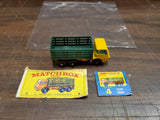 Vintage Mint Lesney Matchbox Toy Car Box #4 Stake Truck Mack Tractor-Trailer