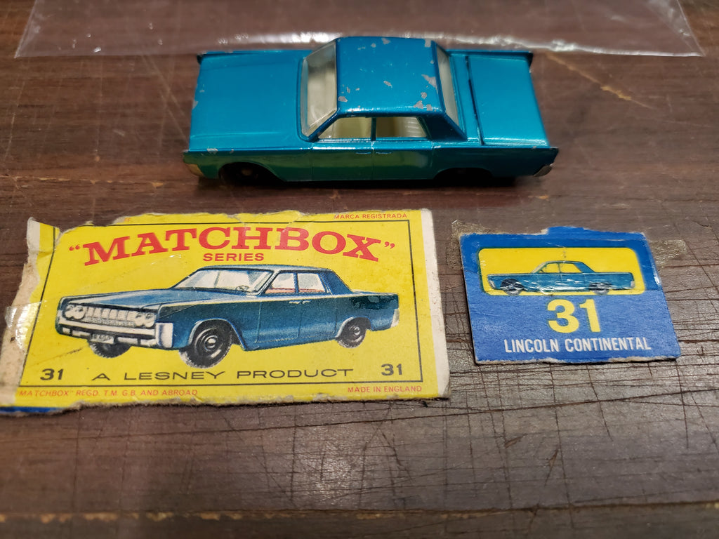 Vintage Lesney Matchbox Toy Car Box #31 Lincoln Continental Blue Kenne –  cyclewarehouse.online