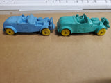 Vintage Auburn Rubber Roadsters Racecars Green Toy No. 5 Blue Toy No. Circa '50s