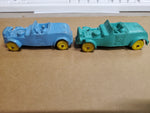 Vintage Auburn Rubber Roadsters Racecars Green Toy No. 5 Blue Toy No. Circa '50s