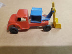 VINTAGE WANNATOYS MADE IN U.S.A. RED YELLOW AND BLUE BACKHOE TRUCK