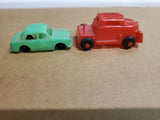 VINTAGE LIDO TOYS PLASTIC RED TRUCK AND GREEN 4 DOOR SEDAN TOY LOT