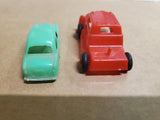 VINTAGE LIDO TOYS PLASTIC RED TRUCK AND GREEN 4 DOOR SEDAN TOY LOT