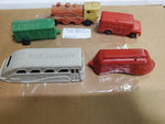 VTG LOT OF 5 PLASTIC TOYS BY SUPERIOR, ACME & OTHERS-TRAIN, TRUCK, BUS, TRAILERS