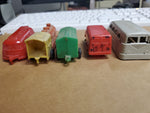 VTG LOT OF 5 PLASTIC TOYS BY SUPERIOR, ACME & OTHERS-TRAIN, TRUCK, BUS, TRAILERS
