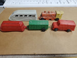 VTG LOT OF 5 PLASTIC TOYS BY SUPERIOR, ACME & OTHERS-TRAIN, TRUCK, BUS, TRAILERS
