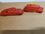 VINTAGE PAIR PLASTIC THOMAS TOYS AIRLINE LIMOUSINE AND FIRE TRUCK WITH SIREN