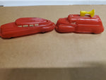 VINTAGE PAIR PLASTIC THOMAS TOYS AIRLINE LIMOUSINE AND FIRE TRUCK WITH SIREN
