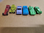 6 Vtg tootsie die cast toy cars lot Jaguar Roadster Mercedes Truck MG Dragster