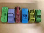 6 Vtg tootsie die cast toy cars lot Jaguar Roadster Mercedes Truck MG Dragster