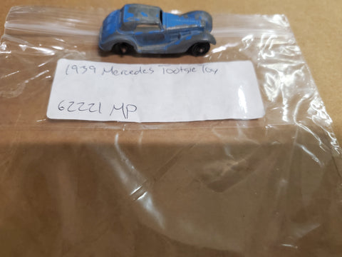 Vtg Original 1939 Tootsie Toy Blue Mercedes Benz Coupe Diecast Car 2.5" USA