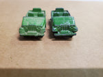 Vtg Pair Of 1950S Willys Army Tootsie Toys Green Jeeps Die-Cast Toy Cars USA