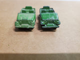 Vtg Pair Of 1950S Willys Army Tootsie Toys Green Jeeps Die-Cast Toy Cars USA