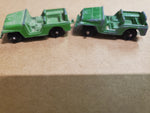 Vtg Pair Of 1950S Willys Army Tootsie Toys Green Jeeps Die-Cast Toy Cars USA