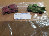 Vtg Monza Red Car & Green Salvage Wrecker Tow Truck Diecast Tootsie Toys