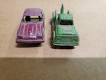 Vtg Monza Red Car & Green Salvage Wrecker Tow Truck Diecast Tootsie Toys