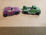 Vtg Monza Red Car & Green Salvage Wrecker Tow Truck Diecast Tootsie Toys