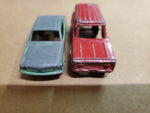 Vintage Tootsie Toys Die-Cast Green Ford Mustang & Red Panel Truck Chicago