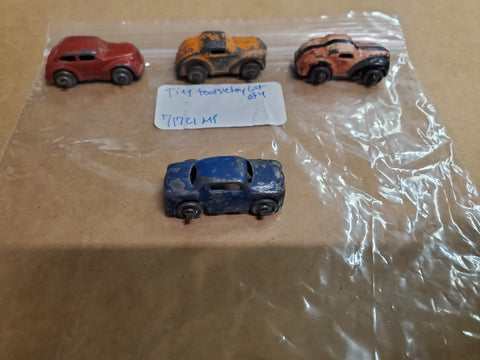 Barclay Car Carrier Toy Slush Cars 1950's Vtg Metal Wheels Set USA Lot