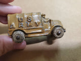 Vtg Manoli Die- Cast Slush Military Truck 1930S Toy Rubber Wheel Orig Survivor!