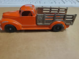 Vtg Hubley Kiddie Toy Stake Side Orange Pick Up Truck #460 Die Cast Orig Paint